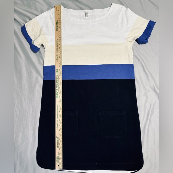 J. Crew Short Sleeve Colorblock Blue & Cream Shift Dress Size Lg - Picture 9 of 9